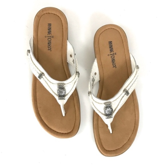 minnetonka white sandals